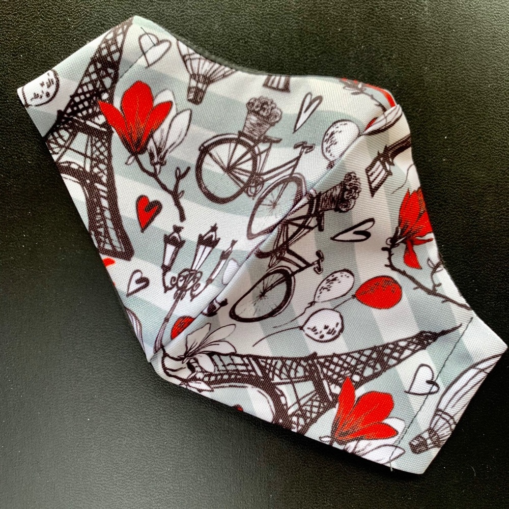 Eiffel Tower Bicycle Love Heart Face Mask ♥️🚲🗼🎈